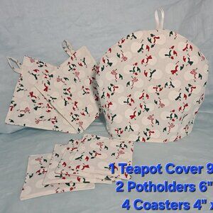 Snowman/Christmas Teapot Cover~Potholders~Coasters Quilted Set.
